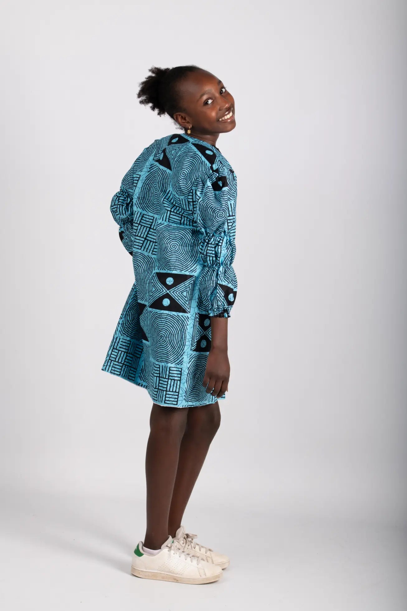 Ensemble bleu enfant imprimé africain tissu wax - POLEL AM