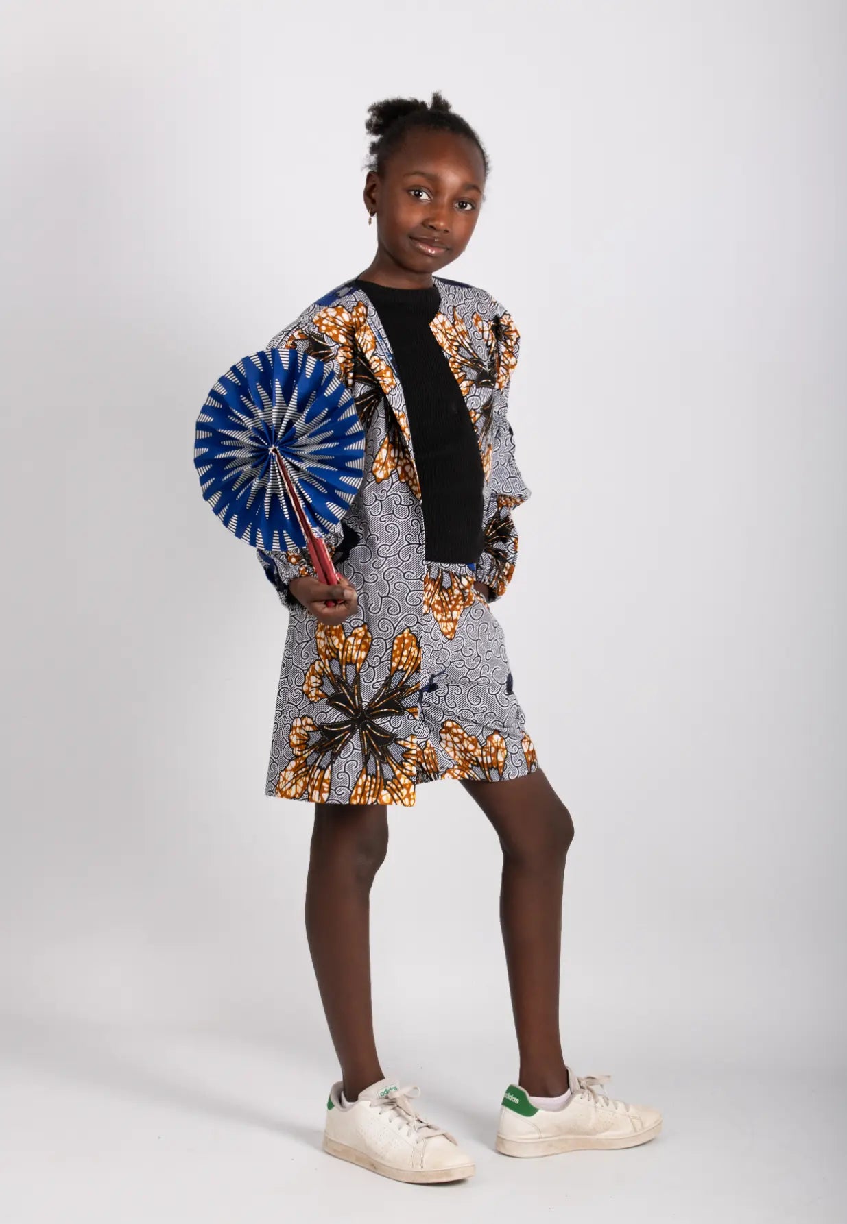 Ensemble enfant bleu imprimé africain tissu wax - POLEL AM