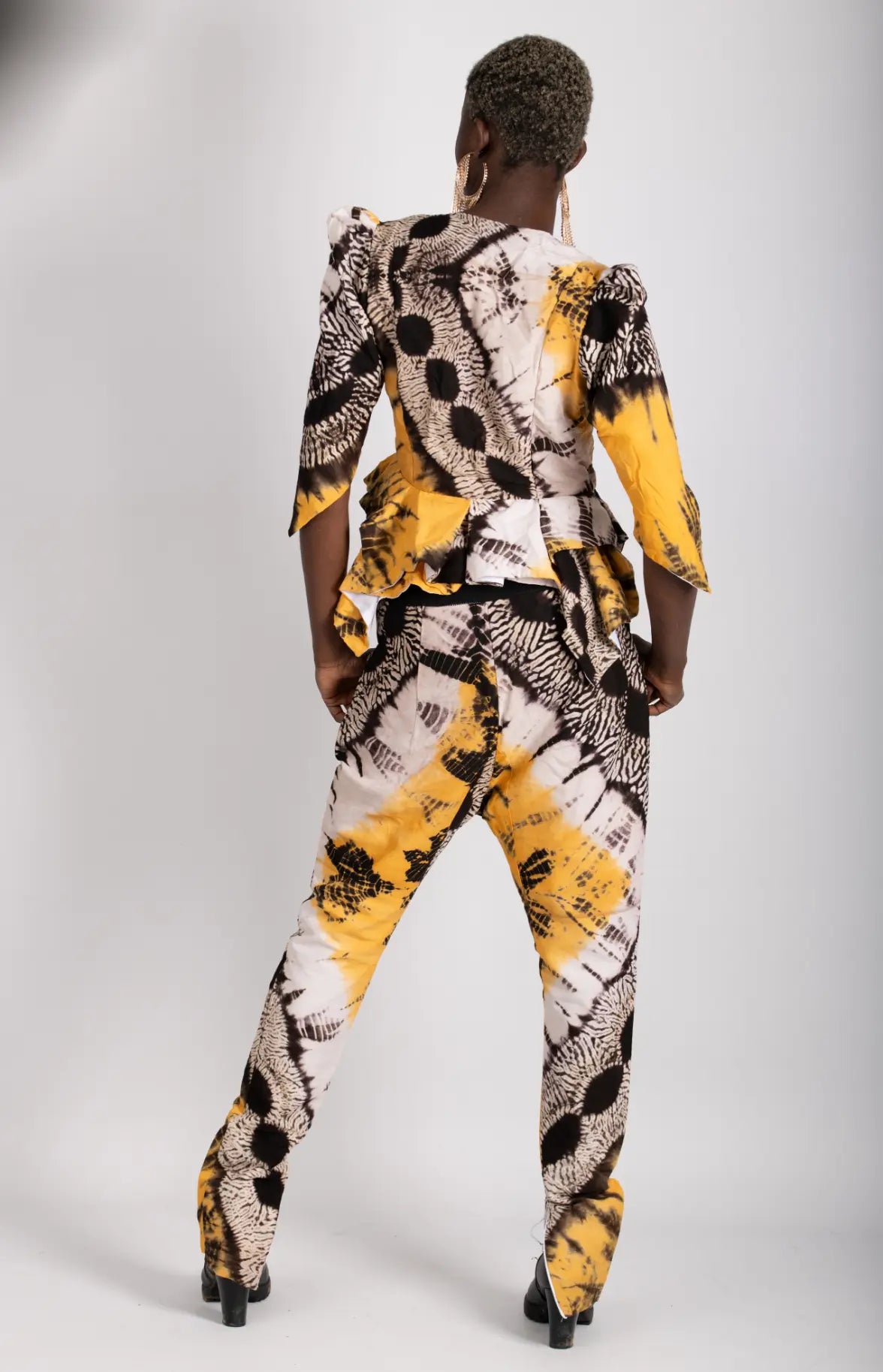 Ensemble femme jaune imprimé africain tissu wax - POLEL AM
