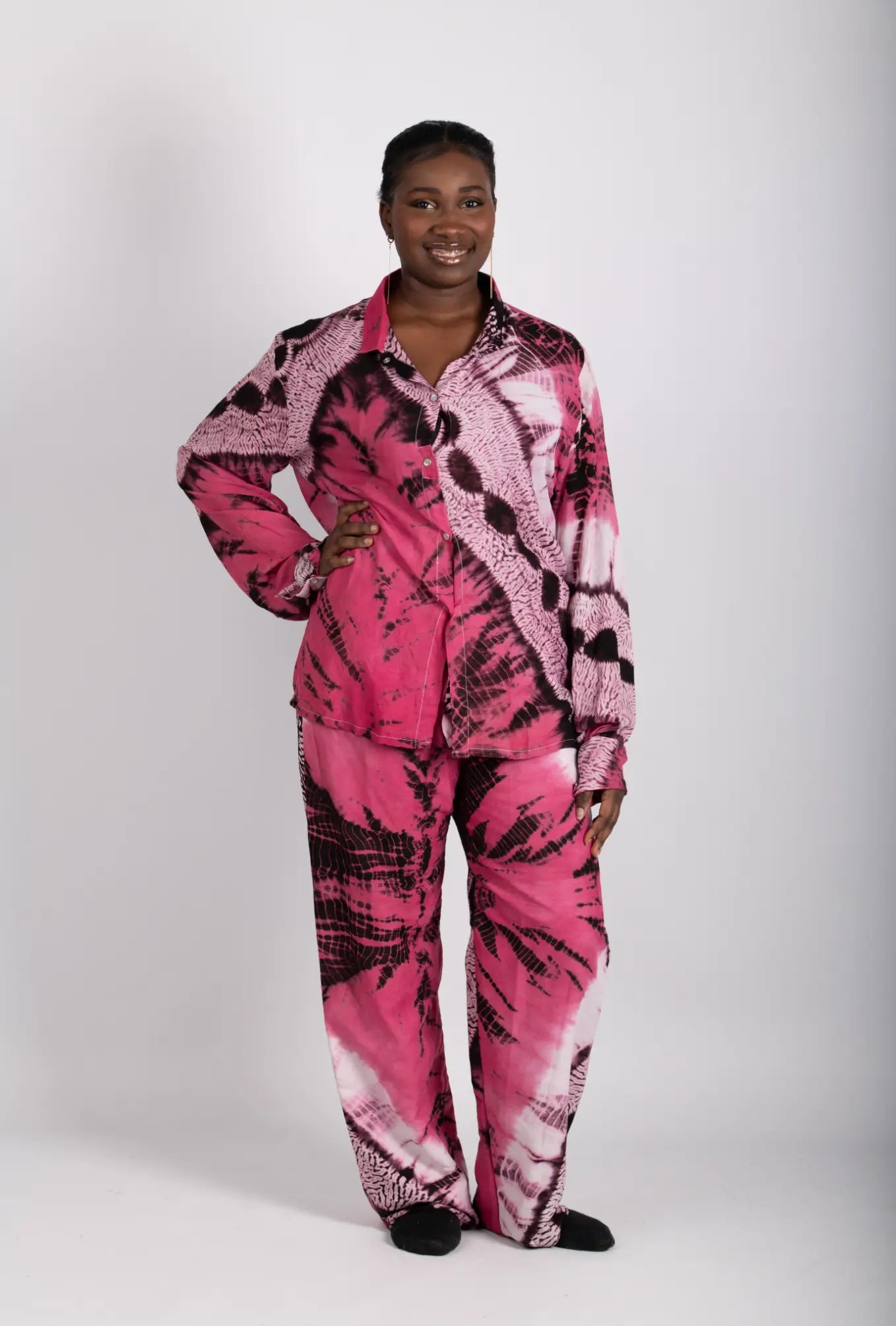 Ensemble rose imprimé africain tissu wax - POLEL AM