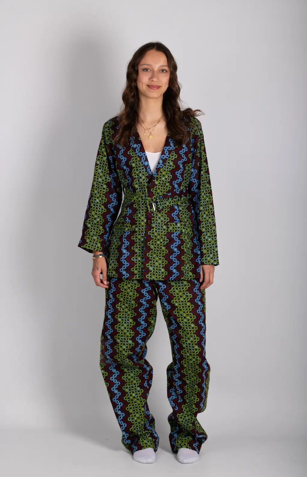 Ensemble vert imprimé africain tissu wax - POLEL AM