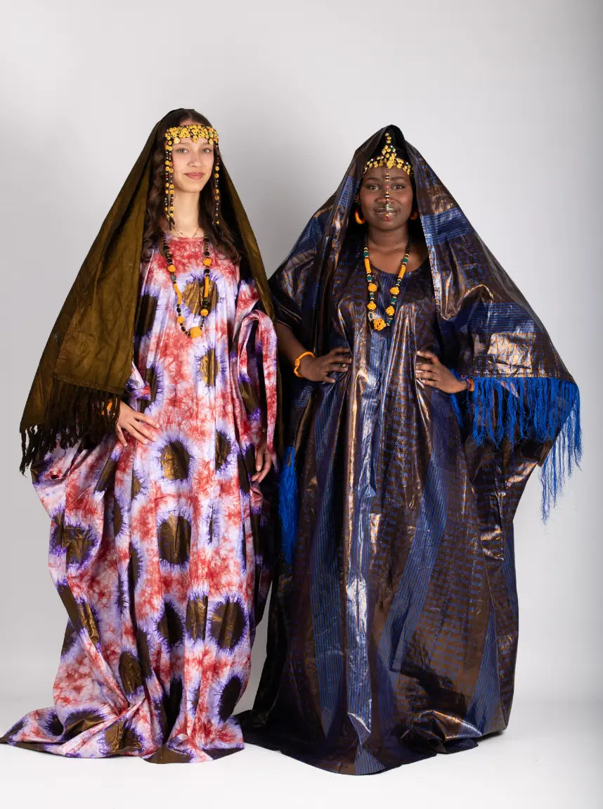 Robe ample marine femme imprimé africain tissu wax - POLEL AM