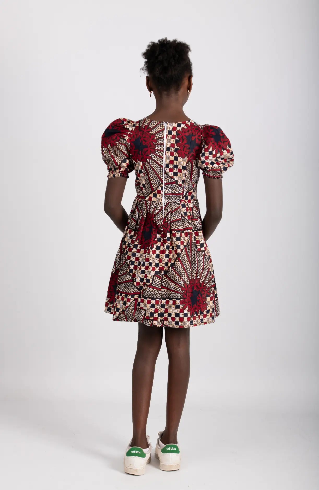 Robe enfant bordeaux imprimé africain tissu wax - POLEL AM