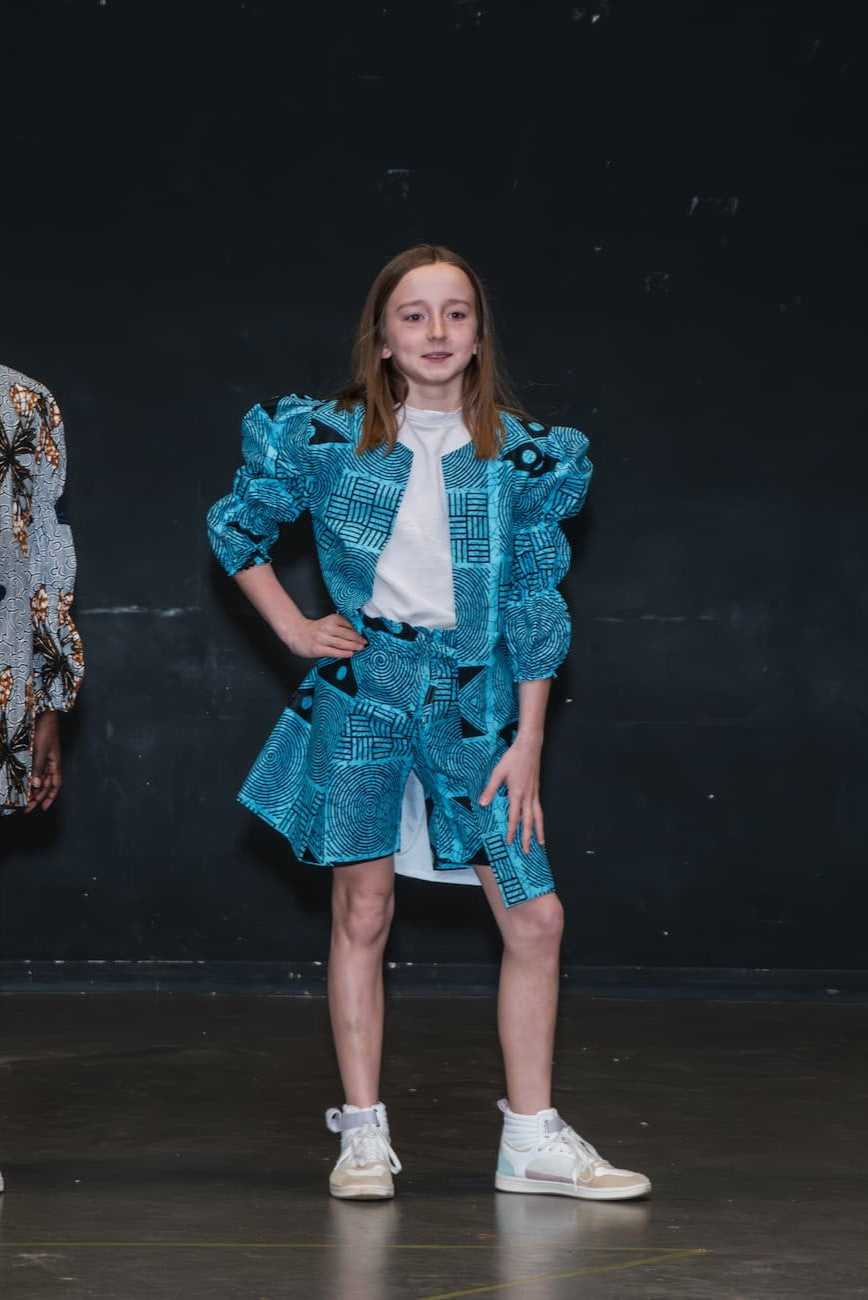 Ensemble chemise longue & short enfant - Tissu Wax - JELANI