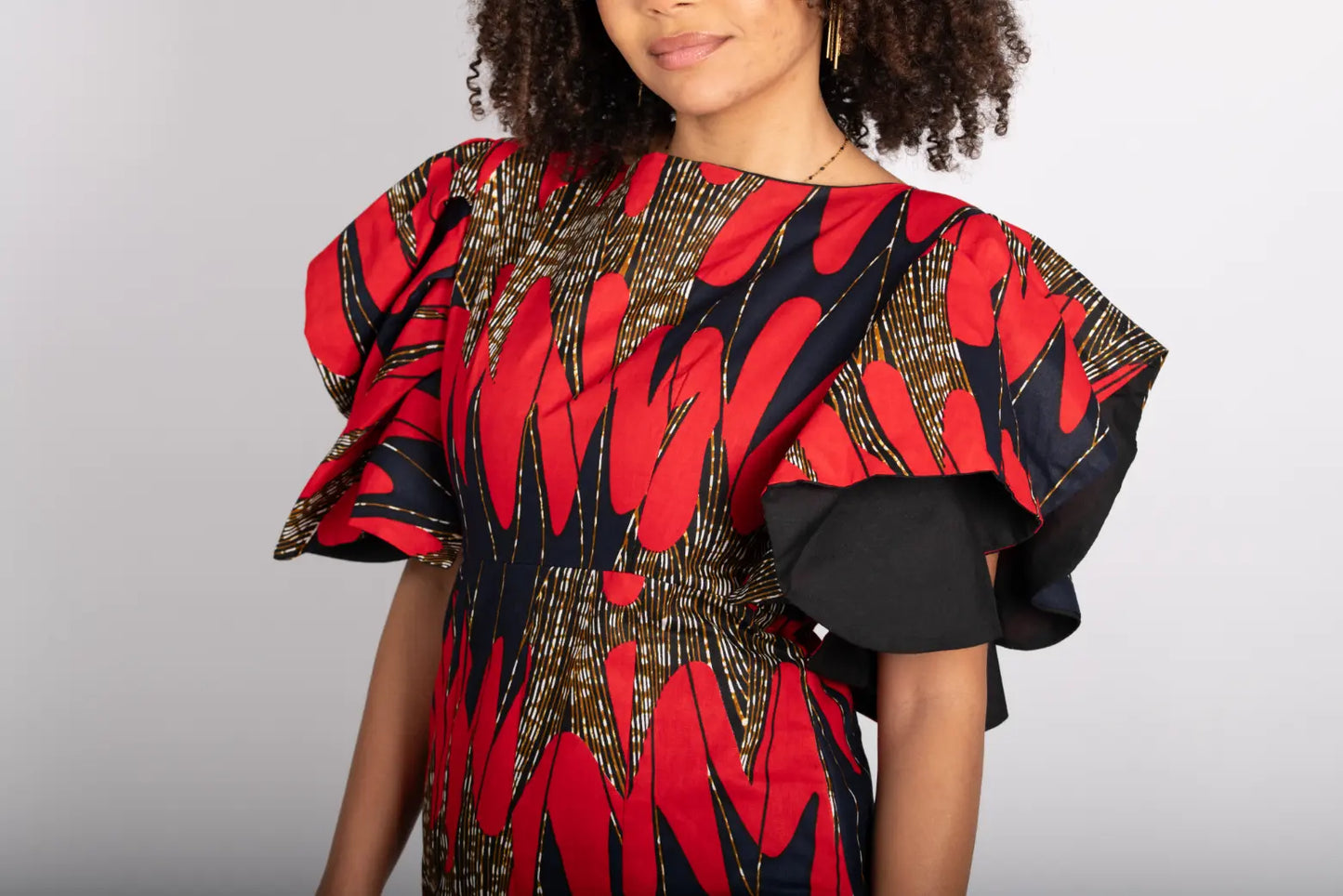 Robe rouge imprimé africain tissu wax - POLEL AM