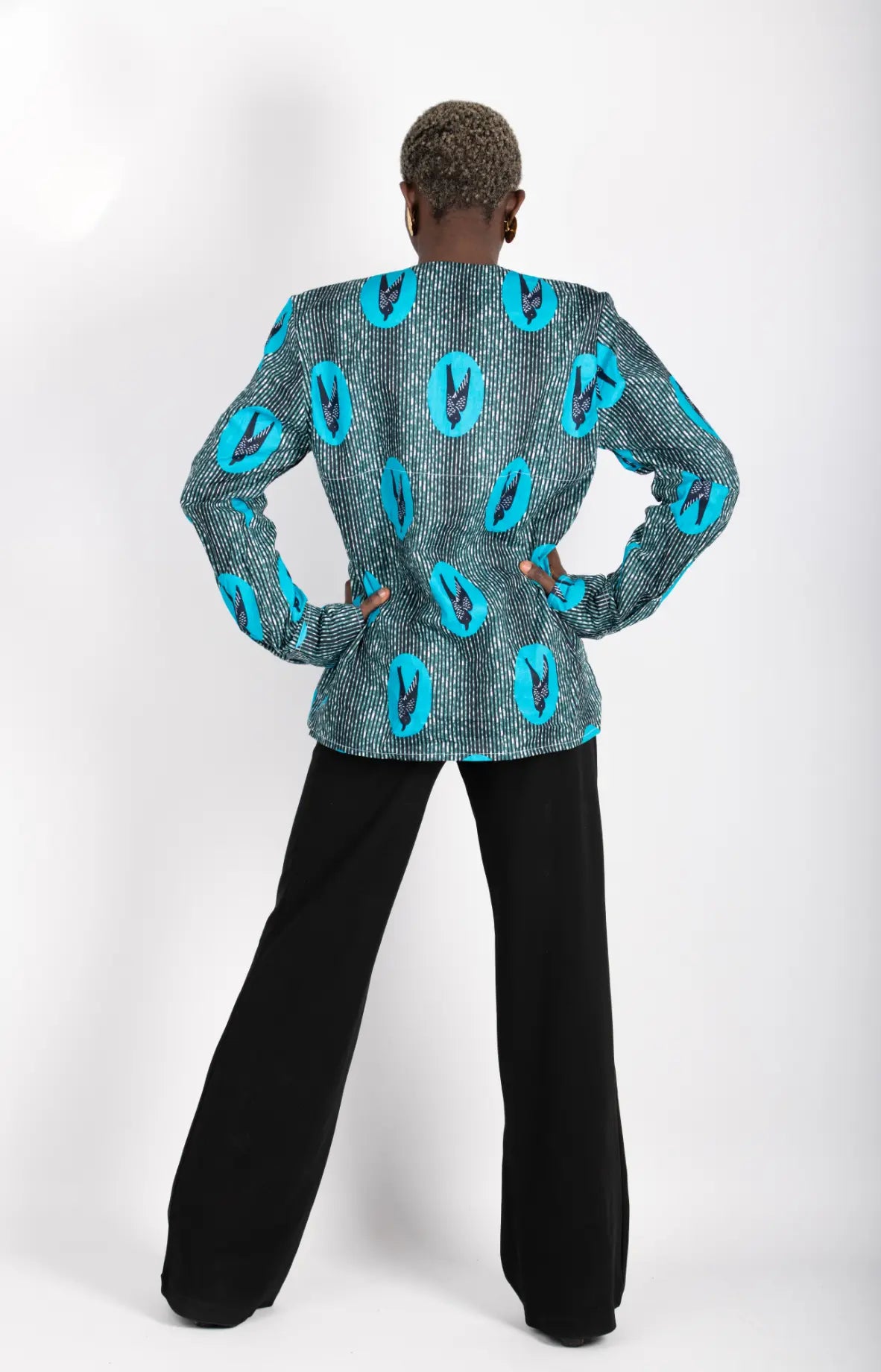 Tunique turquoise femme imprimé africain tissu wax - POLEL AM