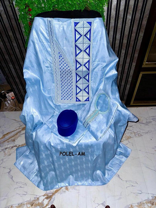 Boubou Africain - Femme - Bleu Ciel - JAMILA - Polel Am