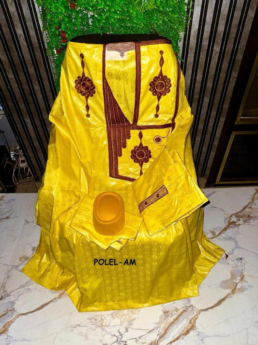 Boubou Africain - Femme - Jaune et Marron - MARIAM - Polel Am