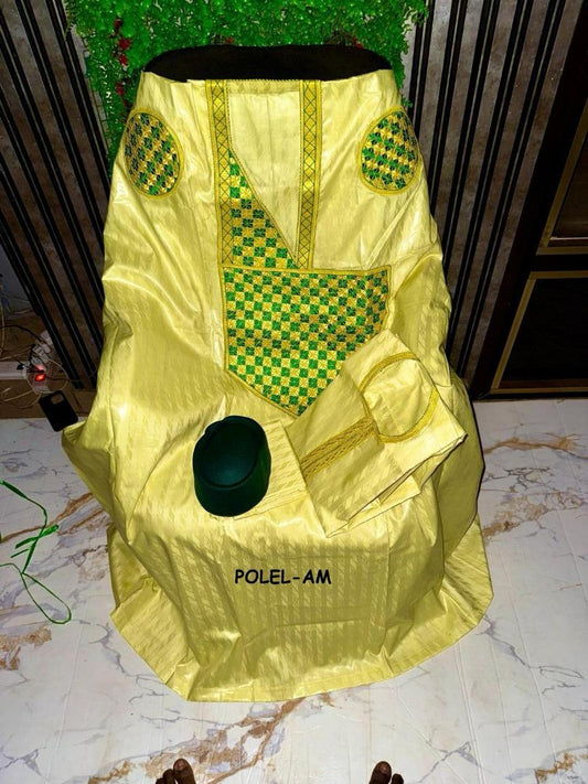 Boubou Africain - Femme - Jaune et Vert - TEMBA - Polel Am
