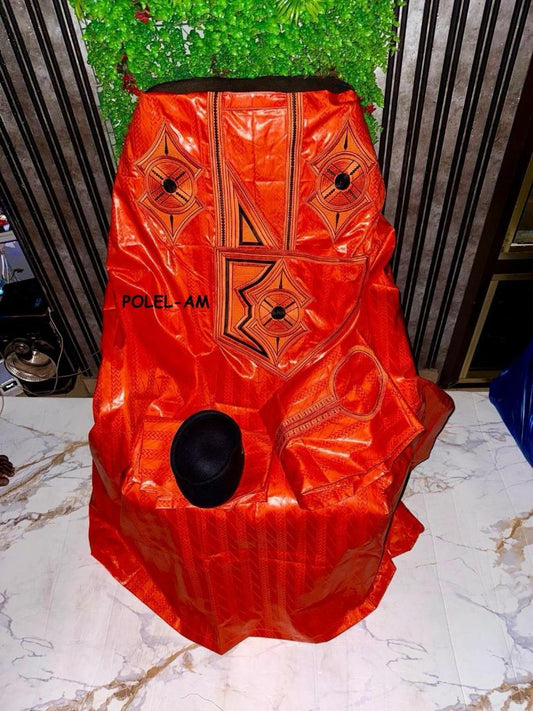 Boubou Africain - Femme - Orange Sanguine - ZEINAB - Polel Am