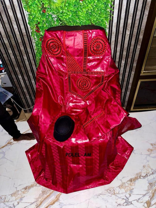 Boubou Africain - Femme - Rouge Magenta - HABIBA - Polel Am