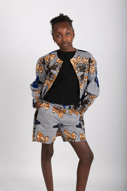 Ensemble enfant bleu imprimé africain tissu wax - POLEL AM
