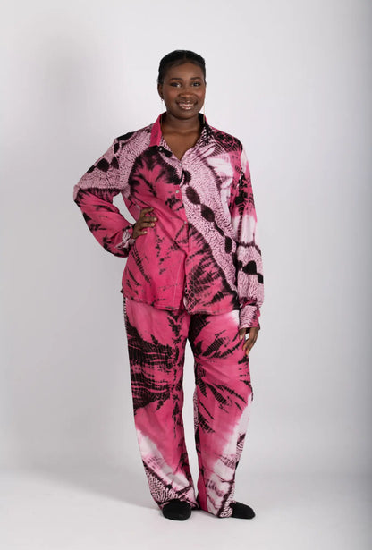Ensemble rose imprimé africain tissu wax - POLEL AM
