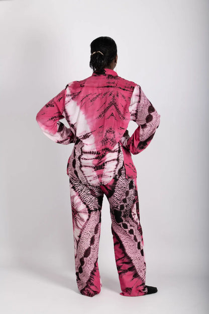 Ensemble rose imprimé africain tissu wax - POLEL AM