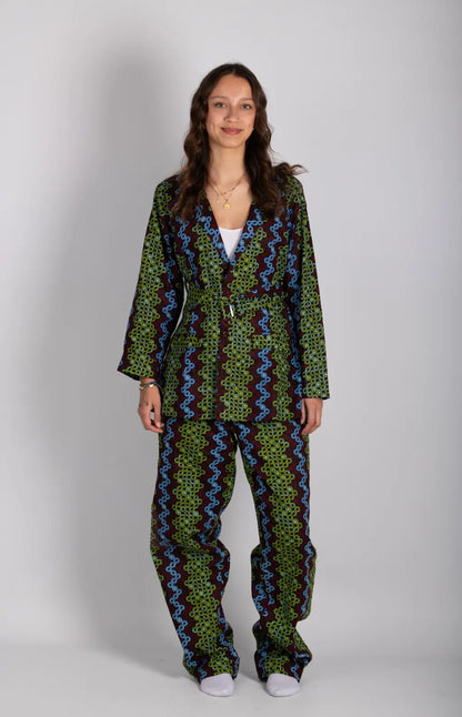 Ensemble vert imprimé africain tissu wax - POLEL AM
