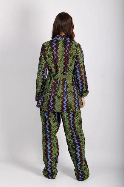 Ensemble vert imprimé africain tissu wax - POLEL AM