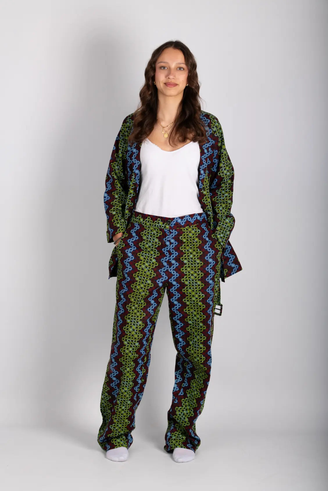 Ensemble vert imprimé africain tissu wax - POLEL AM