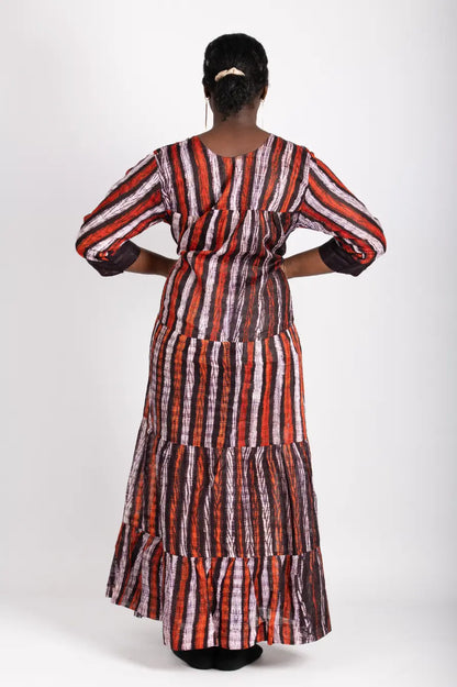 Robe longue à rayures tissu wax - POLEL AM