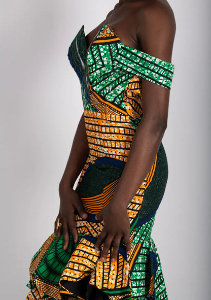 Robe coupe sirène imprimé africain tissu wax - POLEL AM