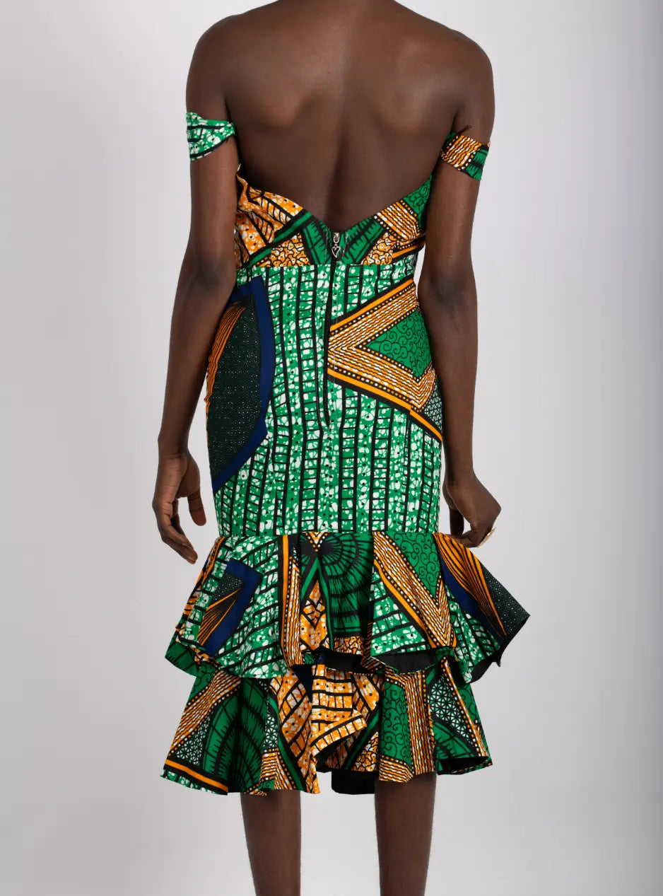 Robe coupe sirène imprimé africain tissu wax - POLEL AM